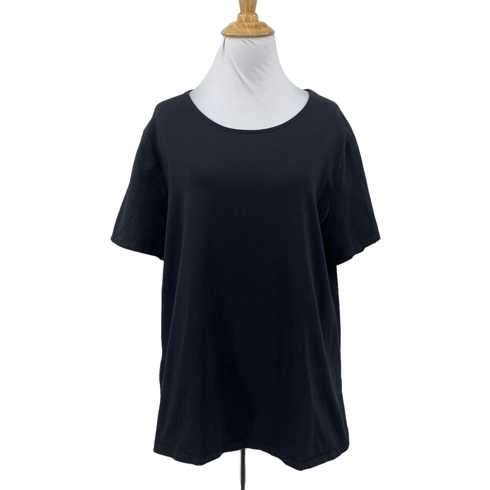 The Vermont Country Store Tee Women S Small Solid Black Pima Cotton Short Sleeve